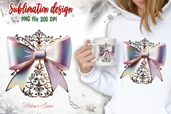 Christmas coquette bows design | Lilac bow T-shirt clipart Product Image 2