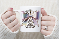 Christmas coquette bows design | Lilac bow T-shirt clipart Product Image 4