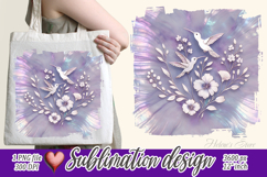 Pastel hummingdird Flower image | Purple sublimation design Product Image 1