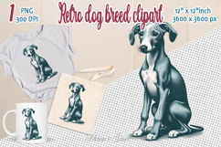 Cute vintage dog clipart | Retro dog breed design png Product Image 1