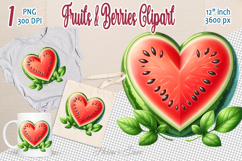 Ripe juicy watermelon heart clipart | Summer sweet food Product Image 1