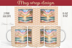 Summer beach palm tree mug wrap 15oz sublimation designs png Product Image 1