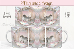 Magic Christmas horse mug wrap png |Pink &amp; gold mug design Product Image 1