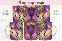 Purple Halloween bats pattern iridescent mug wrap design Product Image 1