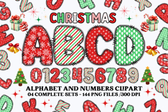 Christmas Alphabet png clipart, christmas letters doodle Product Image 1