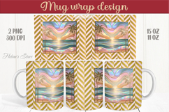 Summer beach palm tree mug wrap 15oz sublimation designs png Product Image 1