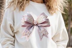 3d Christmas coquette bows design| Lilac bow T-shirt clipart Product Image 2