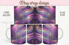 Purple Halloween spider pattern iridescent mug wrap design Product Image 1