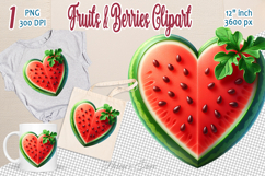 Ripe juicy watermelon heart clipart | Summer sweet food Product Image 1