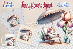 Cute Summer flowers Clipart| Funny floral girly designs png Product Image 1