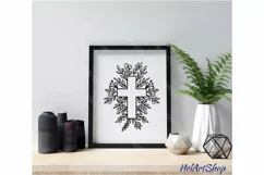 Cross svg, Cross with leaves svg, Faith svg Product Image 5