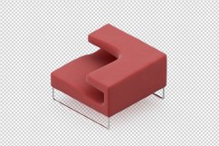 Isometric Arm Chair 3D isolated render Product Image 1