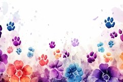 Watercolor Paws And Floral Background Product Image 1