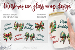 Christmas coquette bows pattern design can glass wrap 16oz Product Image 1
