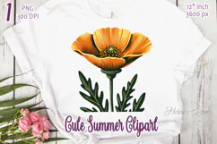Poppy Wild flower clipart | Vintage Summer flower graphics Product Image 1