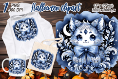 Cute Halloween cat clipart |Coquette bows hat shirt designs Product Image 2