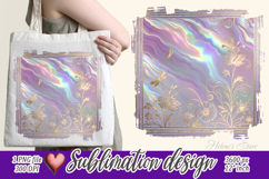 Golden Pastel Flower illustration |Purple sublimation design Product Image 1