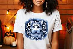 Cute Halloween cat clipart |Coquette bows hat shirt designs Product Image 3