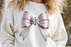3d Christmas coquette bows design| Lilac bow T-shirt clipart Product Image 1