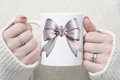 3d Christmas coquette bows design| Lilac bow T-shirt clipart Product Image 3