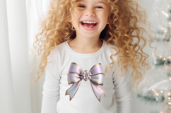 3d Christmas coquette bows design| Lilac bow T-shirt clipart Product Image 4