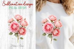 Summer flowers sublimation design png | Cute roses clipart Product Image 1
