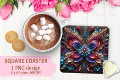 3d Crystal butterfly coaster sublimation | Square coasters Product Image 1