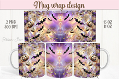 Purple Halloween bats pattern iridescent mug wrap design Product Image 1
