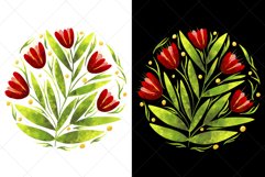 Flowers in folk style drawn with watercolor 6 Product Image 2