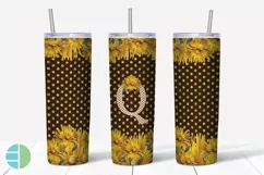 Sunflower Monogram Skinny Tumblers Alpha Sublimation Design Product Image 18