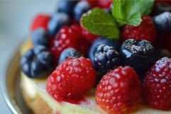 Fresh mixed berries on dessert closeup Product Image 1