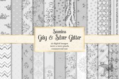 Gray and Silver Glitter Digital Paper Product Image 1