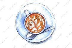 Watercolor cup of coffee dessert drink isolated Product Image 1