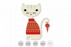 Christmas Cat SVG Cut File for Cricut, Holiday Cat SVG Product Image 1