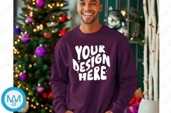 Purple men Sweatshirt empty space Mockup, christmas Gildan Product Image 1
