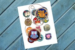 Owls,Circle Bottle Cap,Pendants,Bird,Collage Art,50OFF,SALE Product Image 2