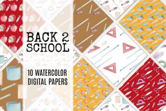 Back 2 School Seamless Patterns Digital Watercolor College Product Image 1