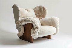 Cozy plush armchair with wooden accents Product Image 1