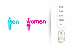 SVG Cut File, Bathrom Sign, Men and Women, Toilet sign Product Image 1