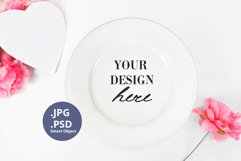 Round White Plate Mockup Valentine's Day Full Wrap PSD JPG Product Image 2