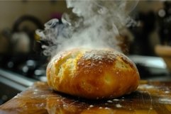 Freshly baked bread with steam rising Product Image 1