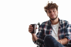 Boy in Wheelchair with White Background Product Image 1