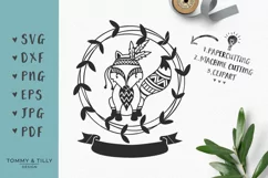 Fox Wreath - SVG DXF PNG EPS JPG PDF Cutting File Product Image 1