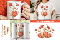 Cute Duck with Heart Balloons Clipart for Mug, T-Shirt Product Image 1