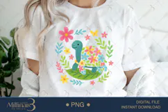 Boho Floral Sea Turtle Watercolor PNG | Ocean Animal Clipart Product Image 1