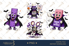 Halloween School Supply Monster Clipart Bundle PNG, 4 Cute Product Image 1