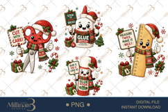 Cute Christmas School Supply Clipart Bundle PNG, 4 Holiday S Product Image 1