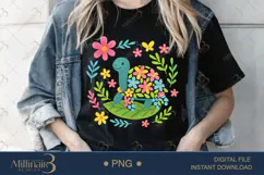 Boho Floral Sea Turtle Watercolor PNG | Ocean Animal Clipart Product Image 2