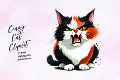 Crazy cat watercolor clipart PNG Product Image 1