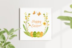 Easter bunny clipart &amp; card templates. Eggs, Wreath, Rabbits Product Image 5